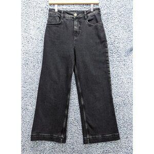Anthropologie Pilcro The Skipper High-Rise Crop Wide-Leg Jeans Size 26 Black
